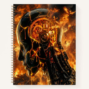 Cybernetic Phoenix Fire Dark Sci Fi Gamer Notebook