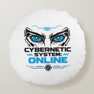 Cybernetic System Online Futuristic Robot Eyes Sci Round Cushion