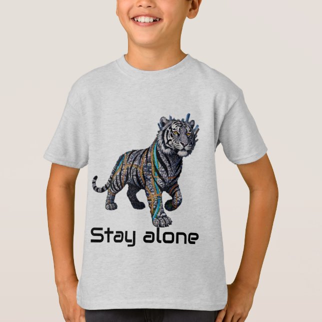 Cybernetic Tiger Strength Stay Alone Graphic T-Shirt (Front)