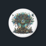 Cybernetic Tree of Life Cosmic Steampunk Magnet<br><div class="desc">A mesmerising digital illustration of a Cybernetic Tree of Life, blending organic growth with futuristic machinery. This design features glowing circuits, mechanical gears, and ethereal leaves, with a cosmic galaxy core at its centre. Surrounded by metallic hummingbirds and butterflies, it symbolises the harmony between nature and advanced technology. Perfect for...</div>