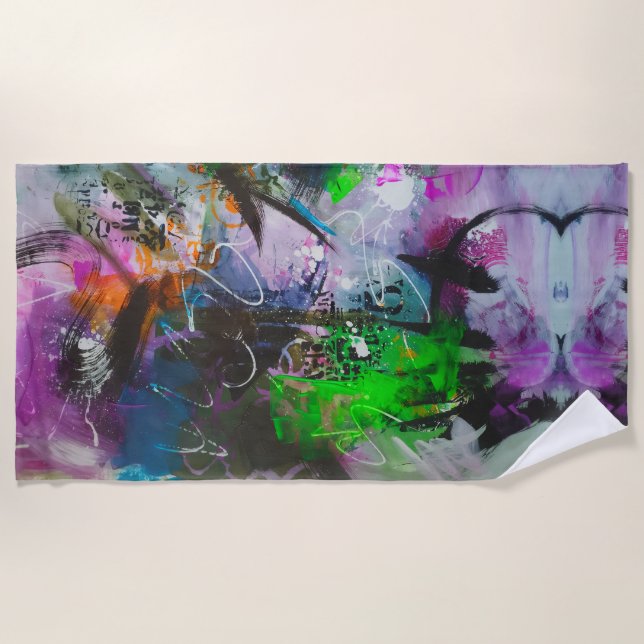 Cyberpunk Abstract Beach Towel (Front)