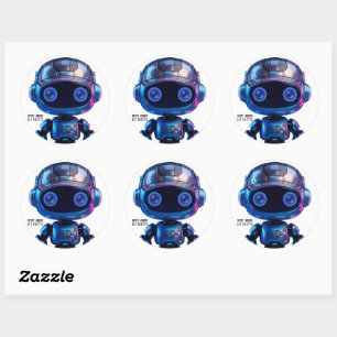 Cyberpunk AI Robot Round Sticker #00001 AIC Rust