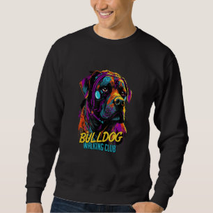 Cyberpunk American Bulldog Walking Club Futuristic Sweatshirt