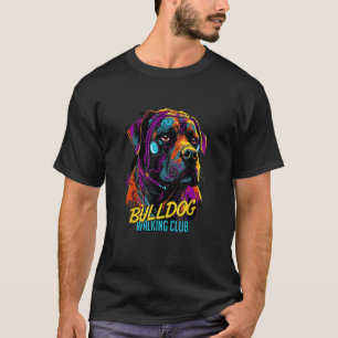Cyberpunk American Bulldog Walking Club Futuristic T-Shirt