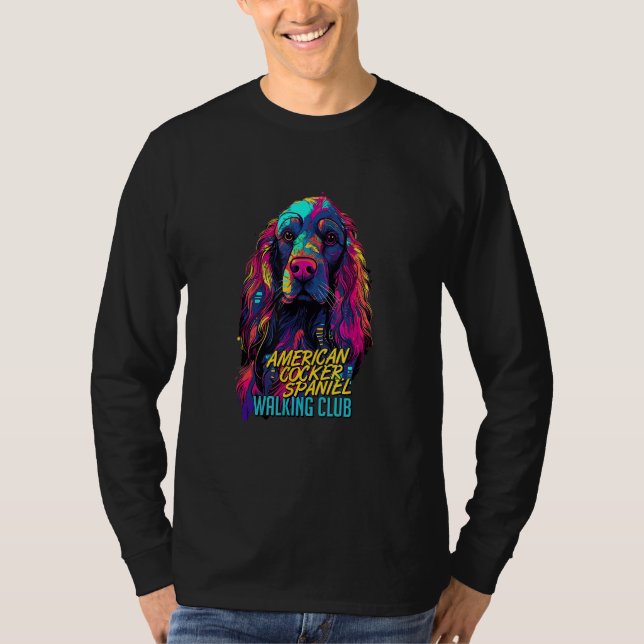 Cyberpunk American Cocker Spaniel Walking Club Fut T-Shirt (Front)