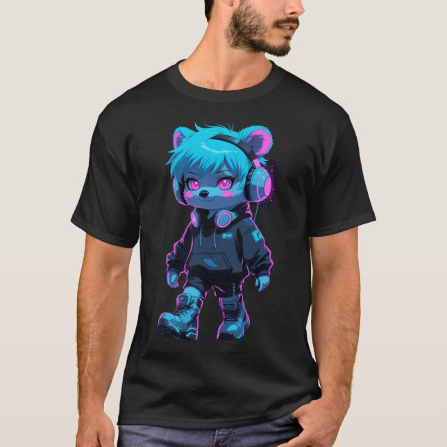 Cyberpunk Anime Bear T-Shirt (Front)