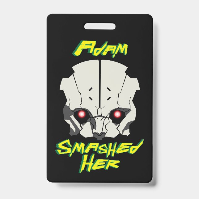 cyberpunk anime edgerunners adam smasher smashed h ID badge (Front)