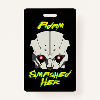 cyberpunk anime edgerunners adam smasher smashed h ID badge