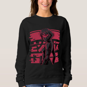 Cyberpunk Anime Glitch Art Android Girl Cyberpunk Sweatshirt