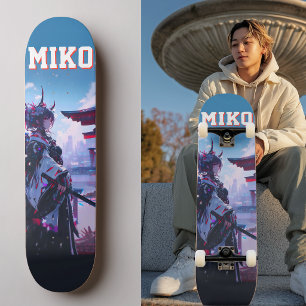 Cyberpunk Anime Japanese Miko Custom Skateboard