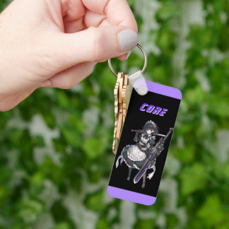 Cyberpunk Anime Maid Girl with Weapon Key Ring