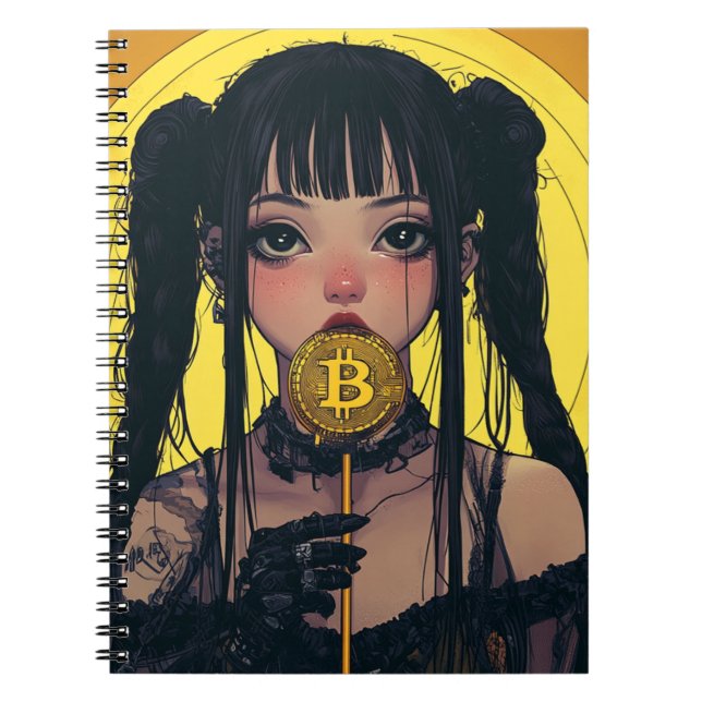 Cyberpunk Bitcoin Waifu Anime Spiral Notebook (Front)