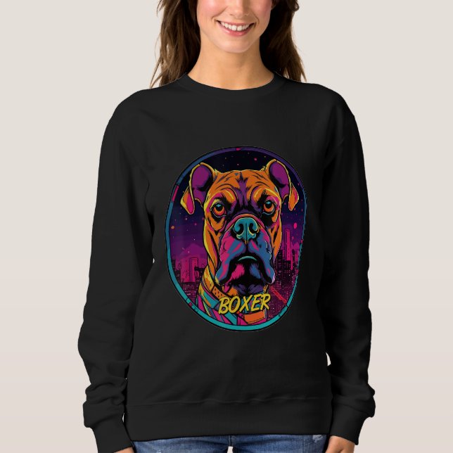 Cyberpunk Boxer Futuristic Boxer Dog Sweatshirt (Front)