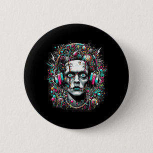 Cyberpunk Bride Of Frankenstein  6 Cm Round Badge