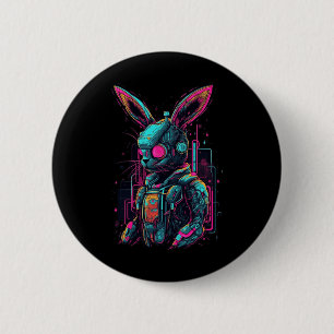 Cyberpunk Bunny Cyborg Rabbit Cool Gamer Easter  6 Cm Round Badge