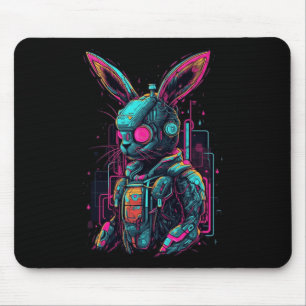 Cyberpunk Bunny Cyborg Rabbit Cool Gamer Easter Mouse Pad