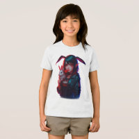 Cyberpunk Bunny Girl – Cool Neon Kids T-Shirt