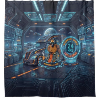 Cyberpunk Capybara Space Trucker Custom Name Showe Shower Curtain