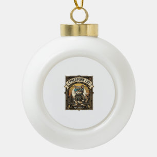 Cyberpunk Cat Cat Cyberpunk Vintage Ceramic Ball Christmas Ornament