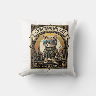 Cyberpunk Cat Cat Cyberpunk Vintage Cushion