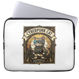 Cyberpunk Cat Cat Cyberpunk Vintage Laptop Sleeve