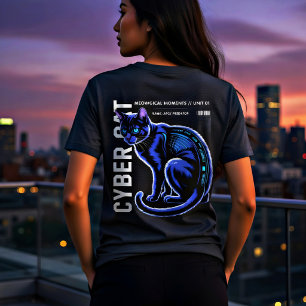 Cyberpunk Cat Cool Neon Blue Design for Cat lovers Tri-Blend Shirt