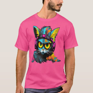 Cyberpunk Cat Dj Edm Festival Raver T-Shirt