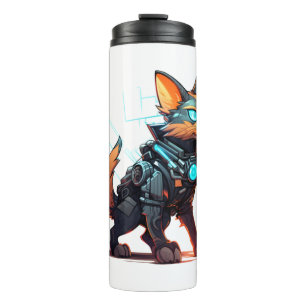 Cyberpunk Cat in Neon Colours 6 Thermal Tumbler