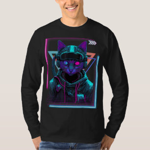 Cyberpunk Cat Kitty Punker Futuristic Cyber Punk T-Shirt