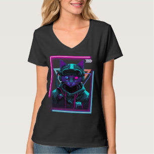 Cyberpunk Cat Kitty Punker Futuristic Cyber Punk T-Shirt