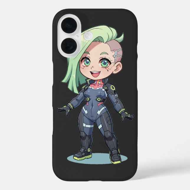 Cyberpunk Chibi Girl Green Hair Case-Mate iPhone Case (Back)
