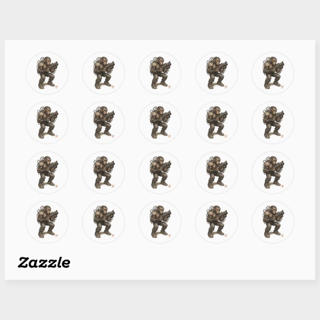 Cyberpunk chimpanzee Fighter Classic Round Sticker (Sheet)