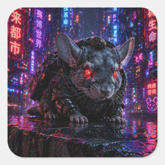 Cyberpunk Chinchilla Square Sticker