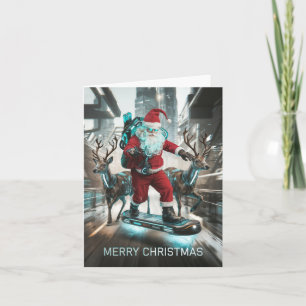 Cyberpunk Christmas Santa Claus Card