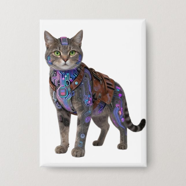 Cyberpunk Circuit Cat – Neon Tech Beast (Front)