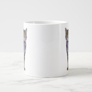 Cyberpunk Circuit Cat – Neon Tech Beast Large Coffee Mug