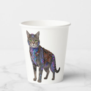 Cyberpunk Circuit Cat – Neon Tech Beast Paper Cups