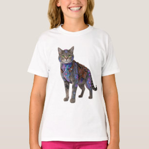 Cyberpunk Circuit Cat – Neon Tech Beast T-Shirt