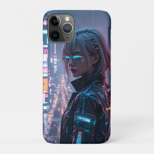 Cyberpunk Cityscape Poster Futuristic Female Hacke Case-Mate iPhone Case