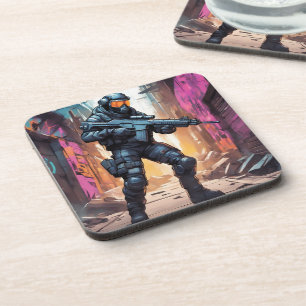 Cyberpunk- coasters with cork back - set of 6