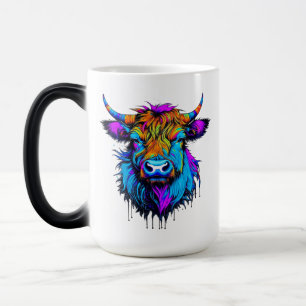 Cyberpunk Colourful Ai Highland Cow Magic Mug