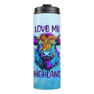 Cyberpunk Colourful Ai Highland Cow Thermal Tumbler
