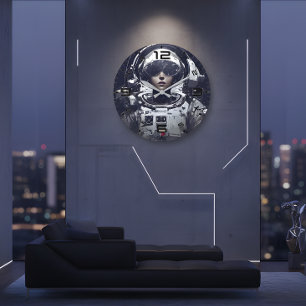 Cyberpunk Cosmic Navigator Wall Clock