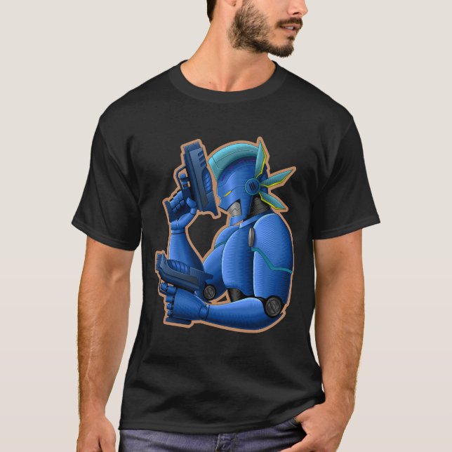 Cyberpunk Cyborg Robot - Futuristic Cobalt Android T-Shirt (Front)