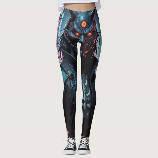 Cyberpunk Demon Samurai Leggings (Front)