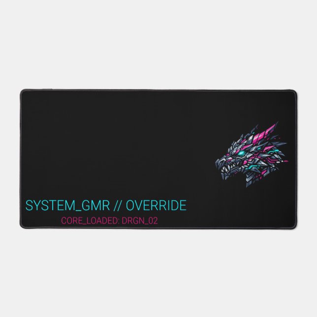 Cyberpunk Dragon Gaming Desk Mat (Front)