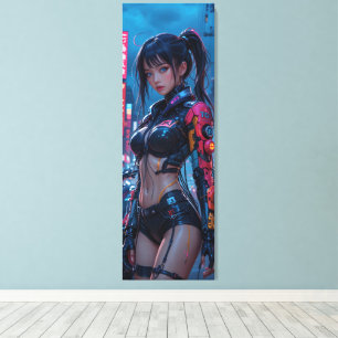  Cyberpunk Femme Fatale: Futuristic AI Android in  Canvas Print
