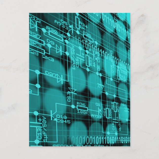Cyberpunk Futuristic Computer Technology Circuit Postcard (Front)