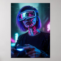 Cyberpunk Gamer Girl Art