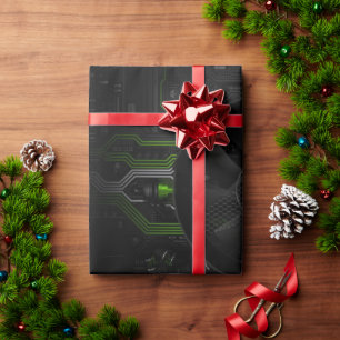 Cyberpunk Gamer PC Circuit Wrap Wrapping Paper